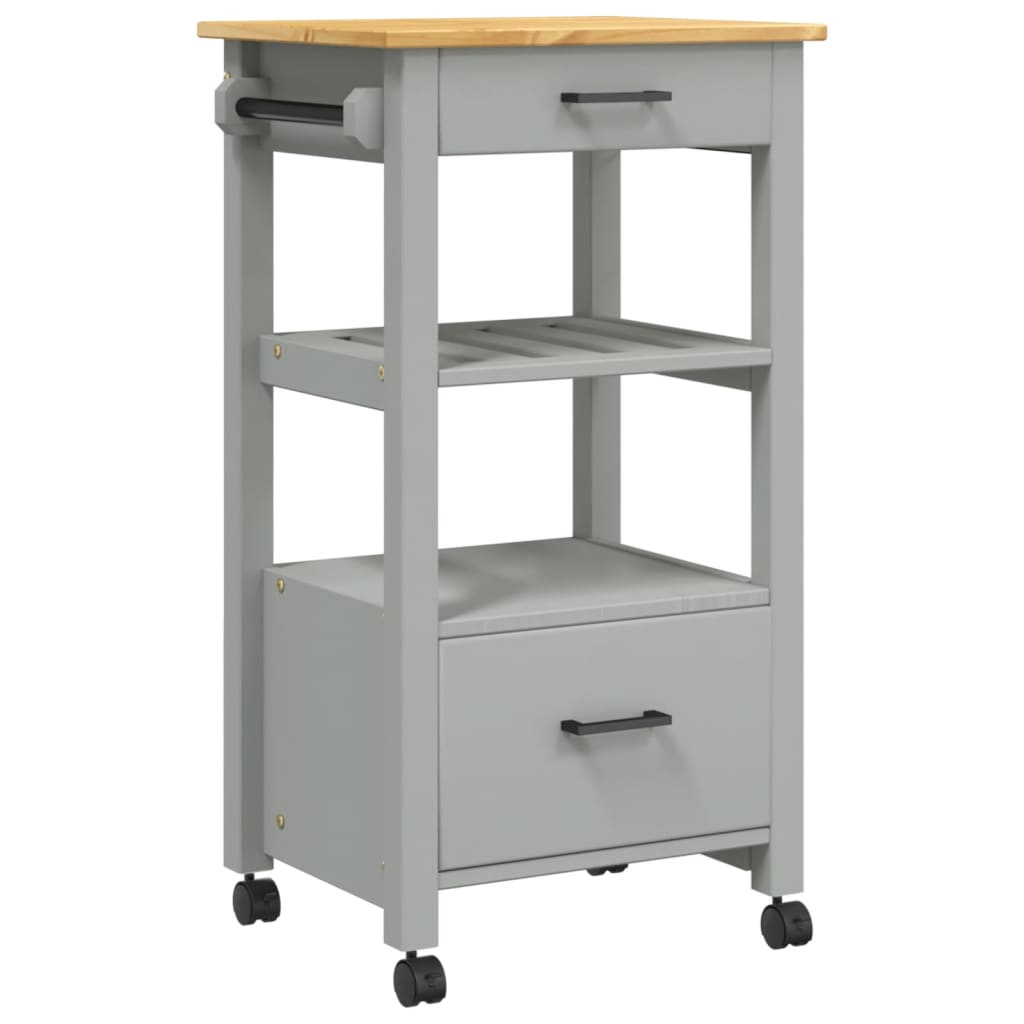 vidaXL Kitchen Trolley Rolling Cart on Wheels Living Room Solid Wood Pine