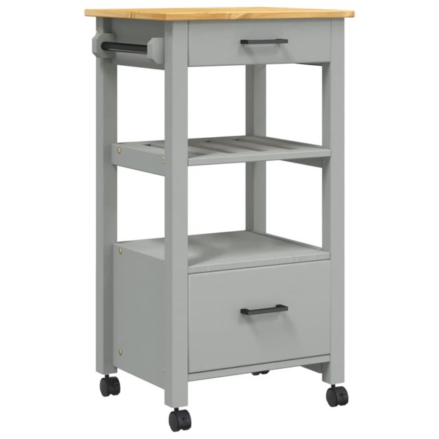 vidaXL Kitchen Trolley Rolling Cart on Wheels Living Room Solid Wood Pine