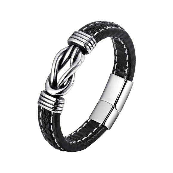 Mens Bracelets Leather and Steel Ethnic Style Jewelry Stainless Steel Bracelet Mens Hand Woven Titanium Steel Bracelet Mens Bracelets Stainless Steel Mens Bracelet Stainless Steel