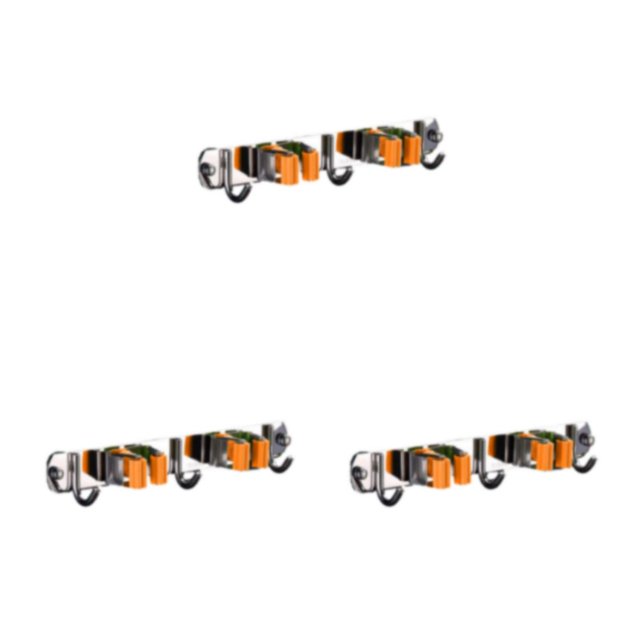 ZheElen Support Pratique pour Écouvillon en Acier Inoxydable - Fabrication Résistante à la Corrosion, Rapide, Robuste, Support Multifonction pour Écouvillon, Support pour Balai, orange, 2 Pinces et 3 Crochets, Ensemble de 3