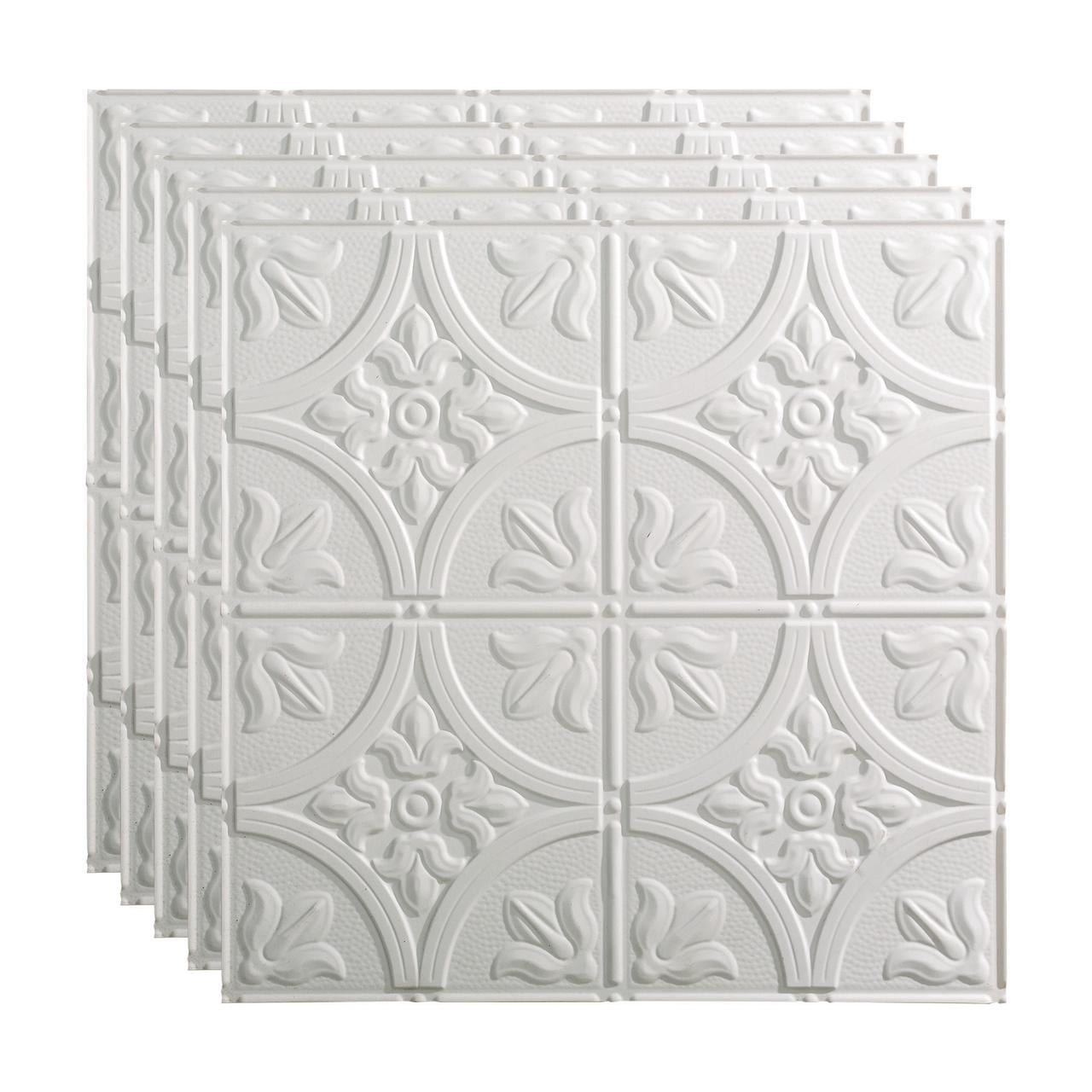 Fasade Traditional 2 Vinyl 2ft x 2ft Lay in Ceiling Panel Matte White 5 Pack