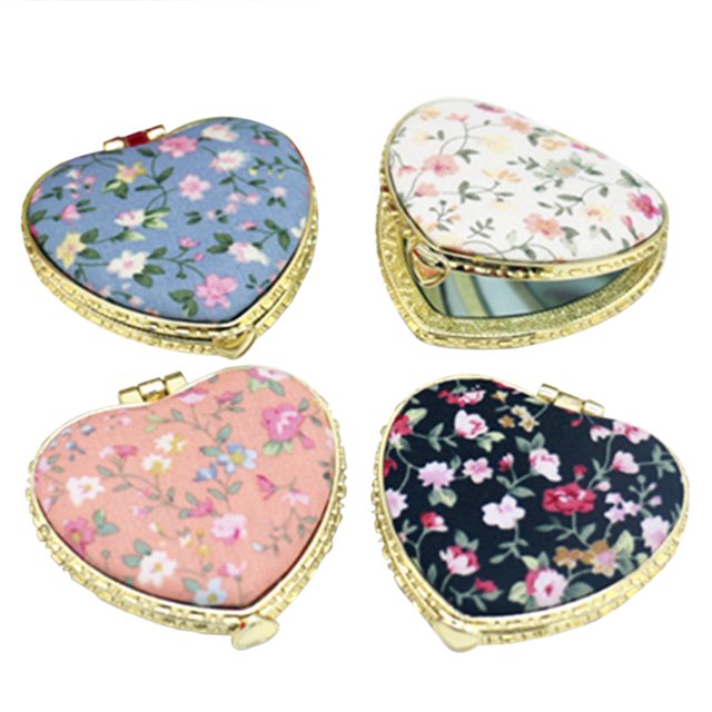 4 Pcs Miroir Compact Rétro Floral Double Face Mini Miroir de Maquillage Miroir de Poche
