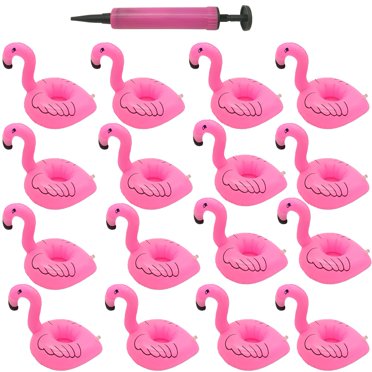 Inflatable Drink Holder, 16 Packs Flamingos Floats Inflatable Cup Floating Coasters for Summer Swimming Pool Party and Kids Fun Bath Toys (16 Packs)