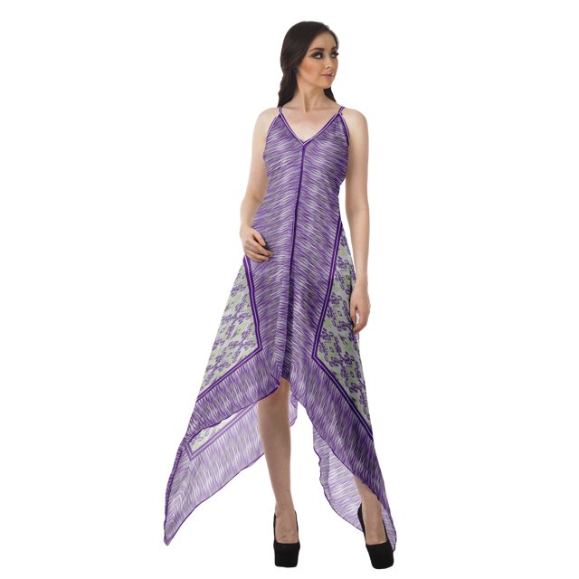 Moomaya Robe à Col en V Imprimée Robes Mouchoirs pour Femmes Robe de Soirée Bohème