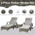 thumbnail image 4 of Wicker Patio Lounger Set with Cushions, Reclining Lounger, Mixed Grey, 4 of 10