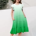 thumbnail image 2 of WERYOUNG Robes Filles Été Décontracté Mode Dégradé Manches Volantées Robe Évasée Robe Bohème Filles Tendance Fête Robe Ligne A Robe d'Été, Vert, 14-15 Ans, 2 of 7