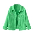 thumbnail image 1 of CEHVOM Women Spring And Warm Solid Long Sleeve Denim Jacket Outerwear Clearance, 1 of 4