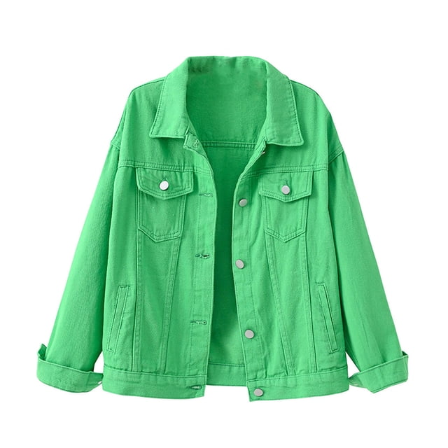 CEHVOM Women Spring And Warm Solid Long Sleeve Denim Jacket Outerwear Clearance
