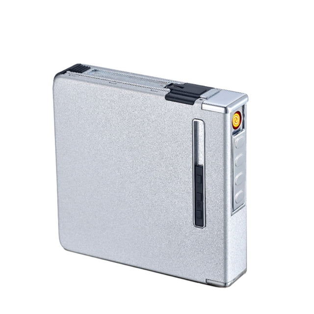 Flmtop Distributeur d'Étui à Cigarettes 20 Chargé Boîte de Rangement pour Tabac Support Briquet Coupe-Vent