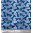 thumbnail image 1 of Soimoi Blue Satin Silk Fabric Bow & Stripe Print Sewing Fabric Yard 42 Inch Wide, 1 of 5