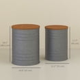 thumbnail image 2 of CoSoTower Round Side Table Set of 2, Nesting Coffee Tables w/ Wooden Lid, Galvanized Sheet Frame and Hidden Storage Space, Grey, 2 of 7