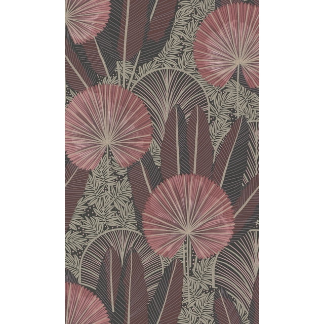 Pink Bold Metallic Leaf Tropical Wallpaper R8367
