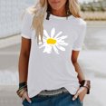 thumbnail image 2 of Pompotops Mode Femmes T-Shirt Imprimé Col Rond Manches Courtes Tee Décontracté Blouse, 2 of 4
