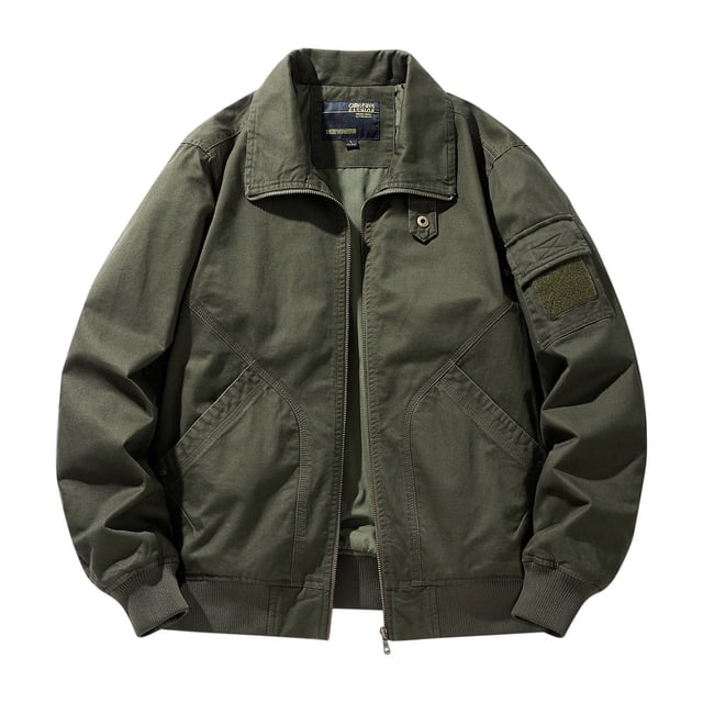 RXIRUCGD Veste de Travail à Manches Longues Multi-Poches Zippée pour Hommes, Vert Armée, Taille : L