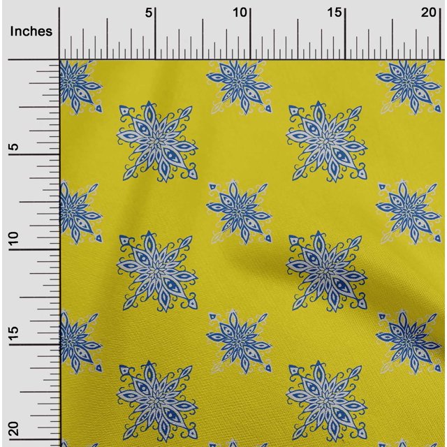 oneOone Cotton Poplin Fabric Floral Block Printed Craft Fabric BTY 42 Inch Wide
