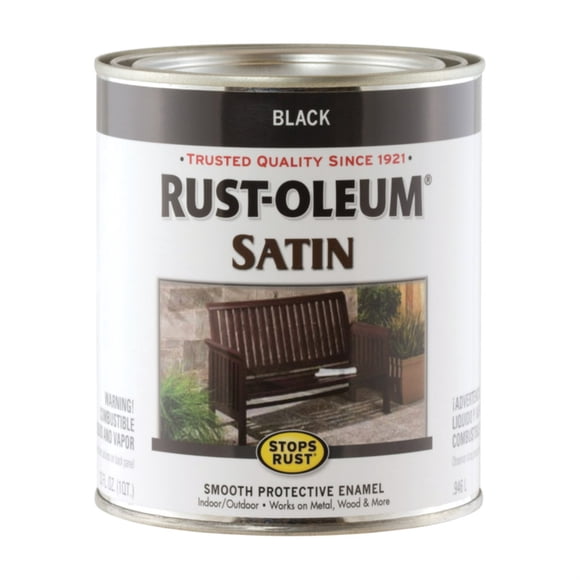 Rust-Oleum 7777502 Protective Enamel Paint Stops Rust, 32-Ounce, Black Satin Finish