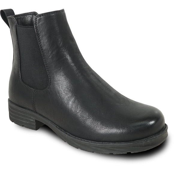 kozi Canada Women Waterproof Ankle Winter Casual Chelsea Bootie LINDSAY Fur Boot with Double Gore Black