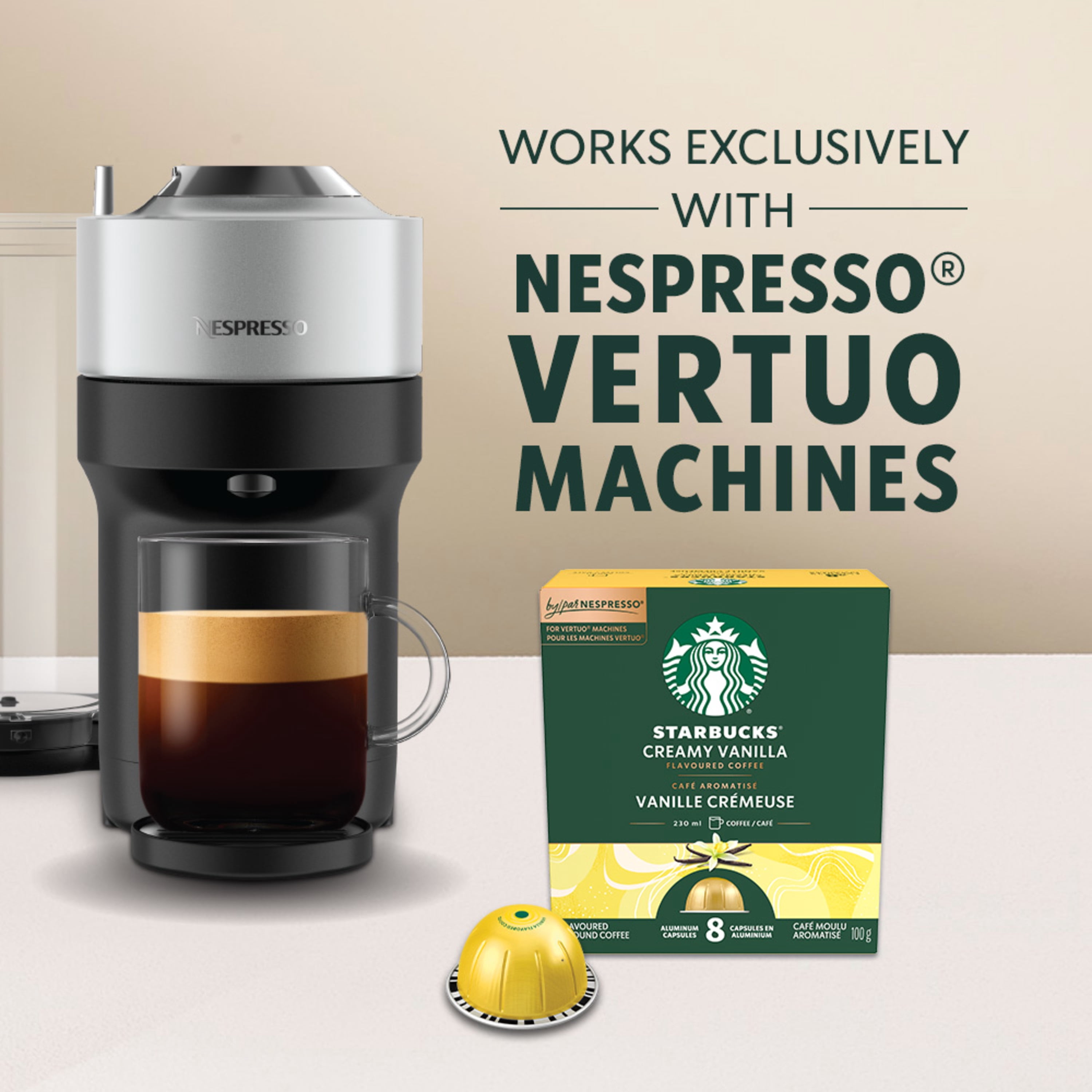 STARBUCKS Creamy Vanilla for NESPRESSO VERTUO, Flavoured Blonde Roast Coffee, Capsules