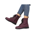 thumbnail image 3 of Bellella Womens Combat Boot Side Zip Booties Lace Up Ankle Boots Waterproof Shoes Work Wine Red 8, 3 of 8