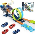thumbnail image 1 of Dual Toy Car Race Track Set for Kids 2 Player Loop & Launch Car Track Toy with Score Points, 4 Metal Alloy Racing Cars, Interactive Sound Effects & Competitive Stunt Challenge for Boys & Girls, 1 of 6