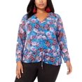 thumbnail image 2 of INC International Concepts Chandail à Enfiler Froncé à Imprimé Floral pour Femmes Grande Taille, Bleu Marine, 2X Plus, 2 of 9