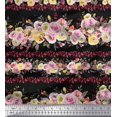 thumbnail image 2 of Soimoi Black Modal Satin Fabric Floral Panel Print Sewing Fabric BTY 42 Inch Wide, 2 of 5