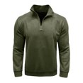 thumbnail image 2 of RXIRUCGD Blouse pour Homme, Mode Décontractée, Couleur Unie, Fermeture Éclair, Manches Longues, Col Montant, Vert Armée, Taille : 2TG, 2 of 6