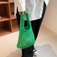 thumbnail image 4 of Cotton Thread Handbags Straw Woven Hollow Net Shopping Beach Vacation Purses, 4 of 10