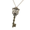 thumbnail image 5 of Fashion Steampunk Bronze Gear Key Pendant Statement Necklace Green, 5 of 5