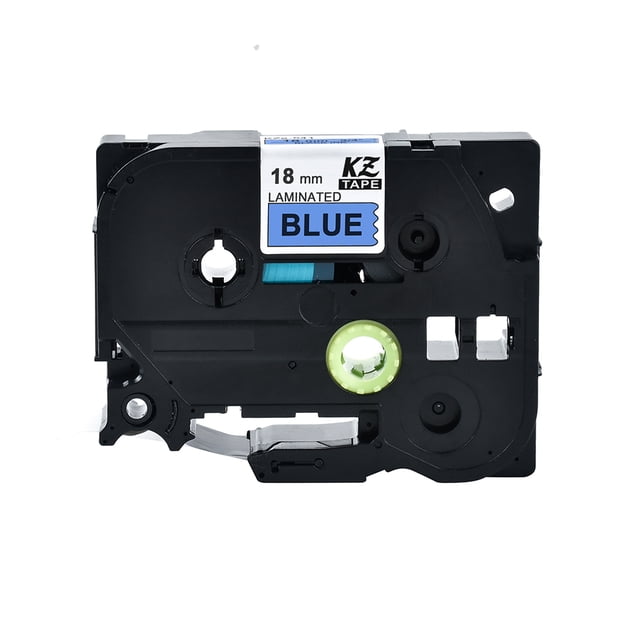 QualitChoice Label Printer Tape Waterproof 8 Meter Self-adhesive Shopping Mall PET Maker Ribbon Replacement for P-Touch Black on Blue 1Set