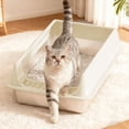 thumbnail image 2 of Khaki Khaki Stainless Steel Cat Litter Box Semi Enclosed Top Entry Design High Sided To Prevent Scatter For Large Cats Or Obese Pets Easy To Clean, 2 of 6