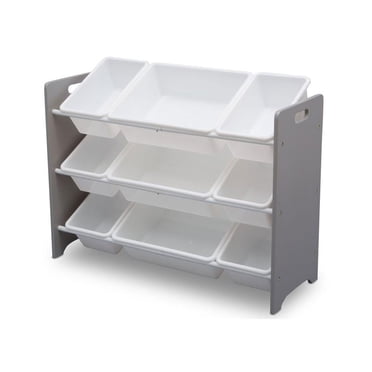 Delta Children MySize Boîte à Jouets en Plastique pour Enfants à 9 Bacs, Organisateur de Rangement avec Étagères, Gris