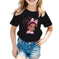 thumbnail image 1 of PMVFHDE Hauts d'Été pour Filles Hauts pour Fille Hauts d'Été pour Fille T-Shirts d'Été Tendance pour Fille T-Shirts Graphiques pour Filles T-Shirts Graphiques pour Enfant T-Shirt Graphique à Col Rond à Manches Courtes pour Fille T-Shirt d'Été Noir, 3-4 Ans, 1 of 5