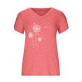 thumbnail image 3 of Besolor Femmes Été Tops Tendance Pétale Manches Courtes Imprimés Chemises Casual Col Rond Sortir Chemisier Tee-Shirt, 3 of 4