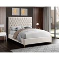 thumbnail image 2 of Creme Velvet Bed w Deep Button Tufting Headboard - Full, 2 of 2