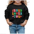 thumbnail image 1 of MEZZALL Chandail à Manches Longues Doux pour Filles, Graphique, Mignon, Col Rond, chandail-Over, Vêtements pour Filles, Coupe Décontractée, Usage Quotidien pour Tout-Petits, Noir, 9-10 Ans, 1 of 4