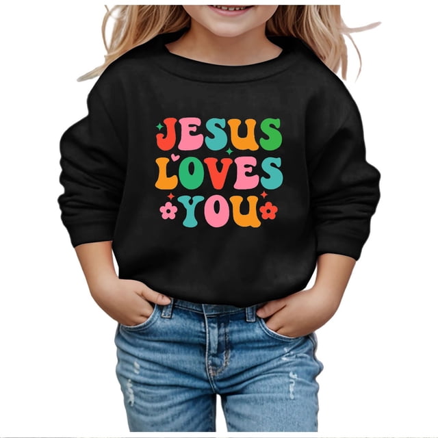 MEZZALL Chandail à Manches Longues Doux pour Filles, Graphique, Mignon, Col Rond, chandail-Over, Vêtements pour Filles, Coupe Décontractée, Usage Quotidien pour Tout-Petits, Noir, 9-10 Ans