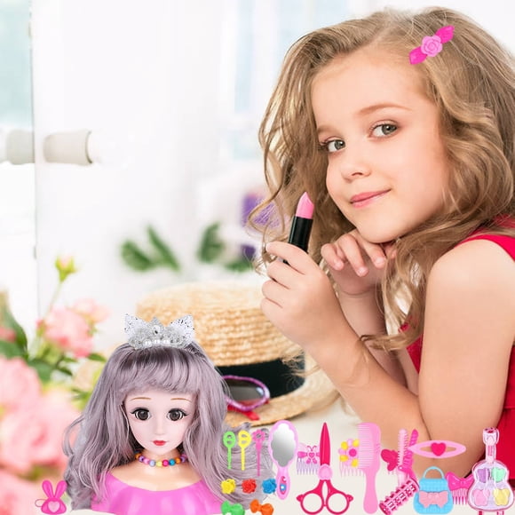 Hairdressing Makeup Dolls  Hair Styling Model 25Pcs Hairdressing Makeup Dolls Hair Styling Model Doll Head Styling Playset Toys Hair Accessories Playset For Girls Children