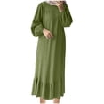 thumbnail image 2 of mtvxesu Robes Grande Taille, Robe Décontractée Ample pour Femme à Col Montant avec Poches, Couleur Unie, Style Mode, Robes de Soirée, 2 of 6