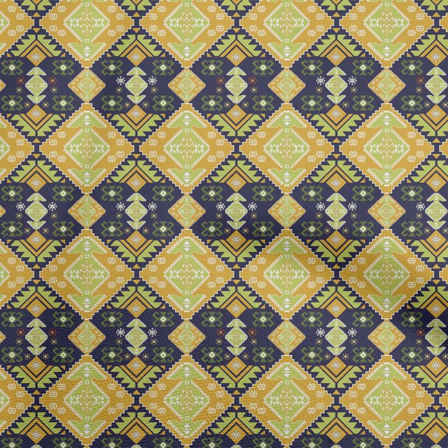 oneOone Cotton Poplin Dark Blue Fabric Asian Kilim Craft Projects Decor Fabric Printed By The Yard 42 Inch Wide