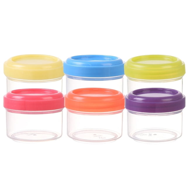 XIPYYKM 6 Pack 1.2 oz Small Containers with Lids, Reusable Plastic Jars for Snack and Puree, Salad Dressing Container to Go, Deli Containers, Freezer Food Containers, Dishwasher Safe, BPA Free