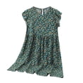 thumbnail image 1 of hengsof Girls' Flying Sleeve Printed Summer Dress, Fashionable Pattern Casual Dress, Comfortable Round Neck Cute Princess Dress, 1 of 5