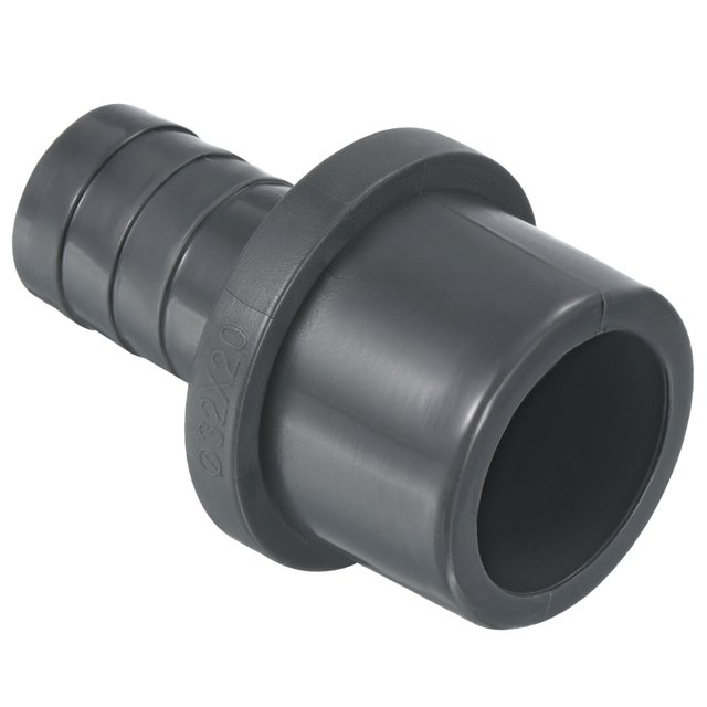 Unique Bargains Raccord de Tuyau de Réducteur UPVC 32mm OD 20mm Barbé, Raccord Droit Connecteur Adaptateur, Gris