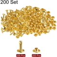 thumbnail image 3 of 200 Sets Leather Rivets 12 x 8mm Metal Double Cap Rivet Snaps Studs Fasteners with 3pcs Setting Tools Rivets for Leather Craft DIY Repair Decoration, Gold Tone, 3 of 7