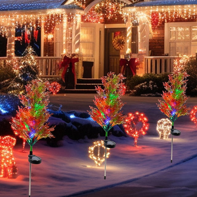 TIMIFIS Simulation Ground Pine and Cypress Trees Lights Solar Christmas Decorative Lights LED Outdoor Garden Lights Simulation Christmas Tree Garden Meadow Lights Scenery Ground Lights