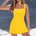 thumbnail image 2 of Jinhomg Maillots de Bain de Vacances pour Femmes Tankini Modeste Maillots de Bain Légers Confortables Bretelles Spaghetti Encolure Carrée Robe de Bain Maillot Dermoprotecteur Tenue de Plage Économies de Vacances Jaune TTTG, 2 of 10