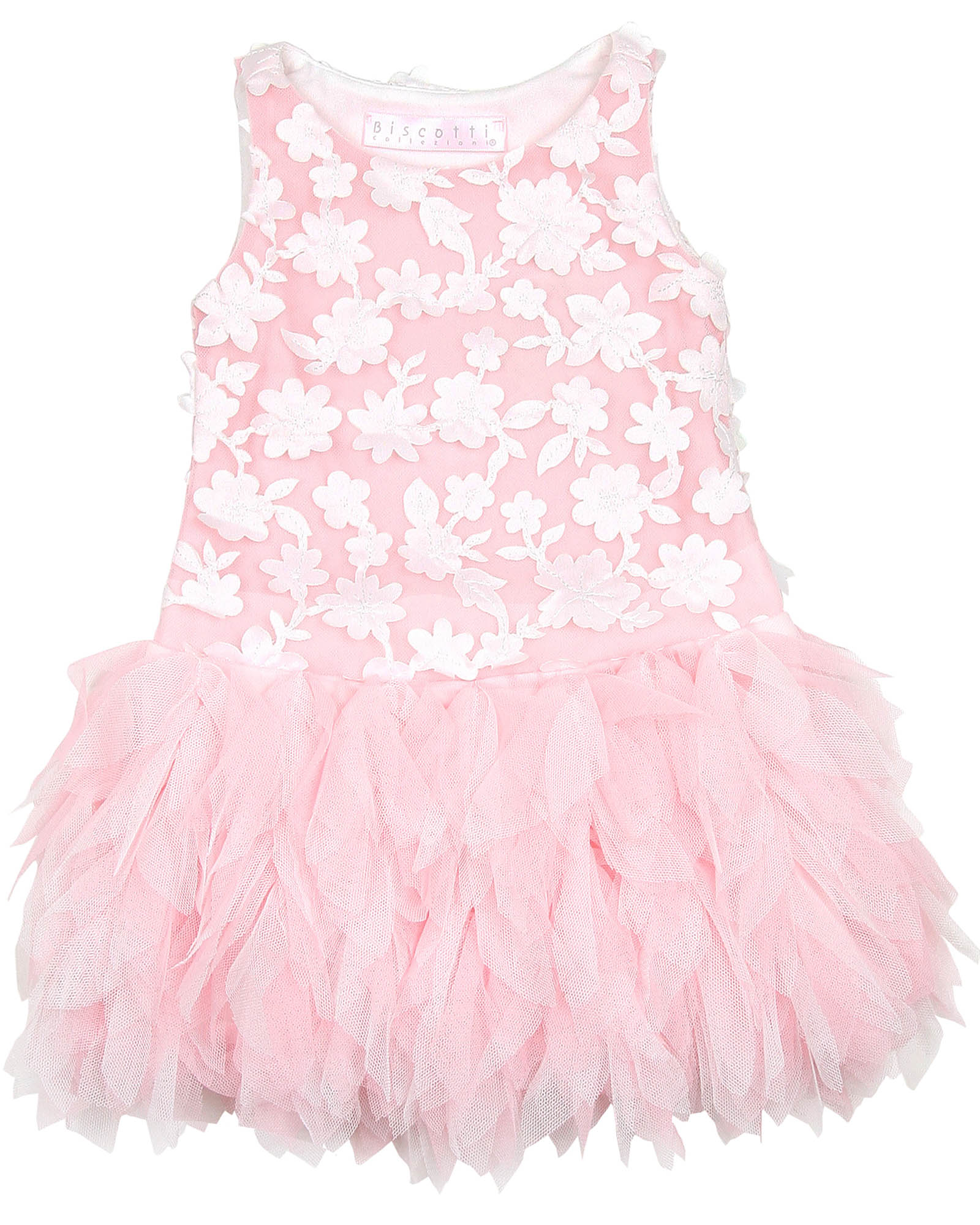 Biscotti Girls' Pink Dress with Ruffled Skirt Pick a Posy, Sizes 12M-12 - 12