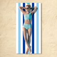 thumbnail image 2 of Popular Home Essentials, Cotton Oversized Beach Towel Large 70 X 35 Inch Pool Towel Rose Red Striped Swimming Cabana Towel Water Absorbent Quick Drying Towel Swimming Towel, 2 of 9