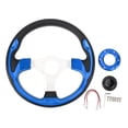thumbnail image 2 of Universal 13in Racing Style PU Aluminum Comfortable Grip 6 Hole Car Steering Wheel with Horn Button Ideal for Racing Enthusiasts, 2 of 7