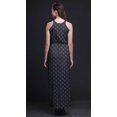 thumbnail image 2 of Bimba Block Ladies Crew Neck Waist String Print Maxi Dress with Side Slits Summer Wear-Large, 2 of 6